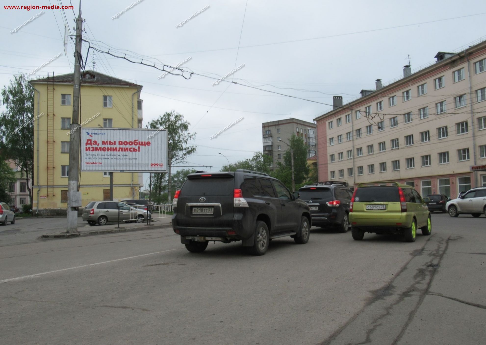 Щит 3х6 в г. Вологда | Мира ул., перед поворотом на Предтеченскую ул., 300м  от жд и автовокзала, напротив гостиницы Вологда, справа при движении в  центр Б | ООО 