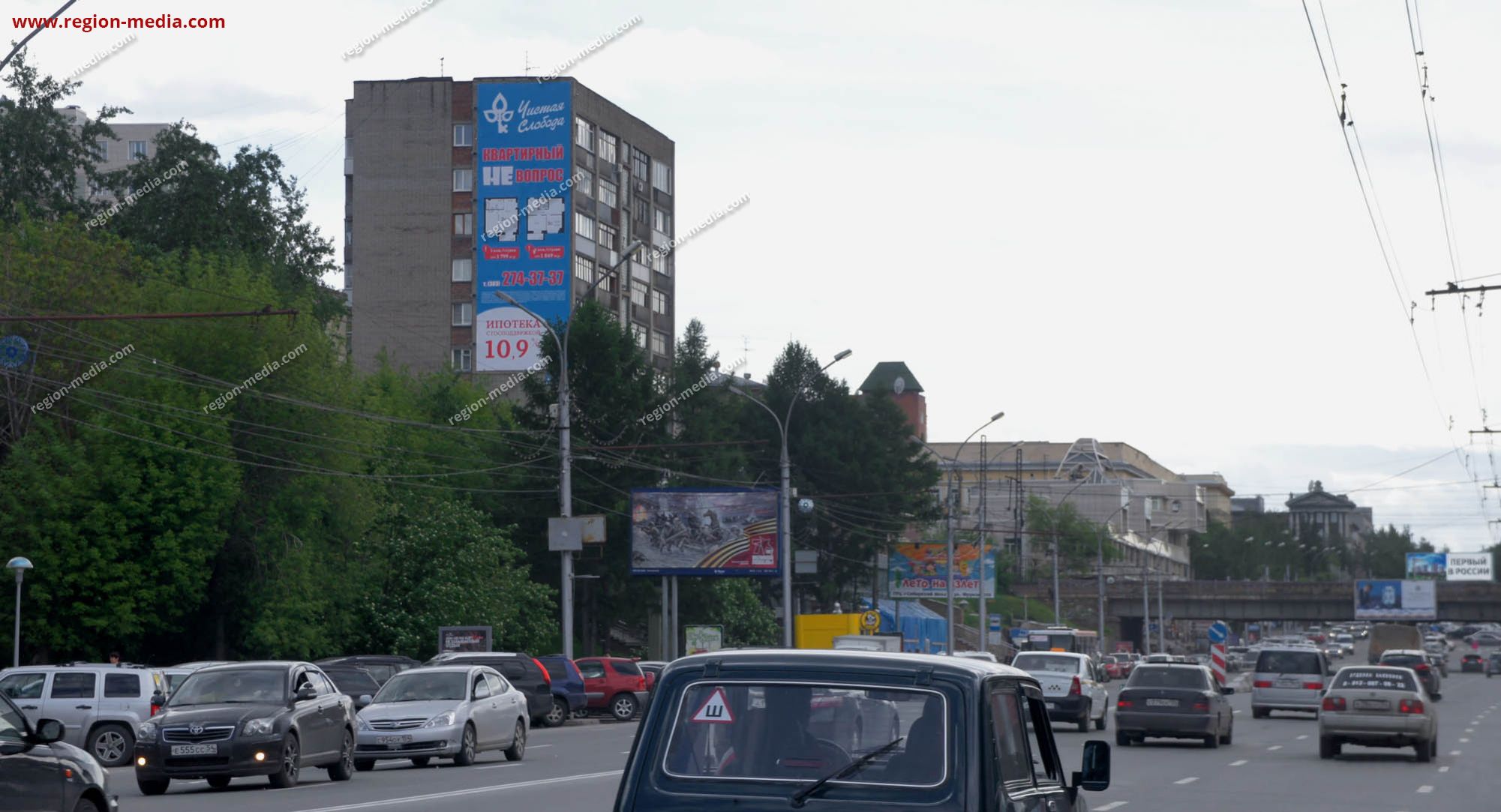 брандмауэр в г. Новосибирск | Красный проспект, 88 станция метро  Гагаринская со стороны пл. Калинина | ООО 