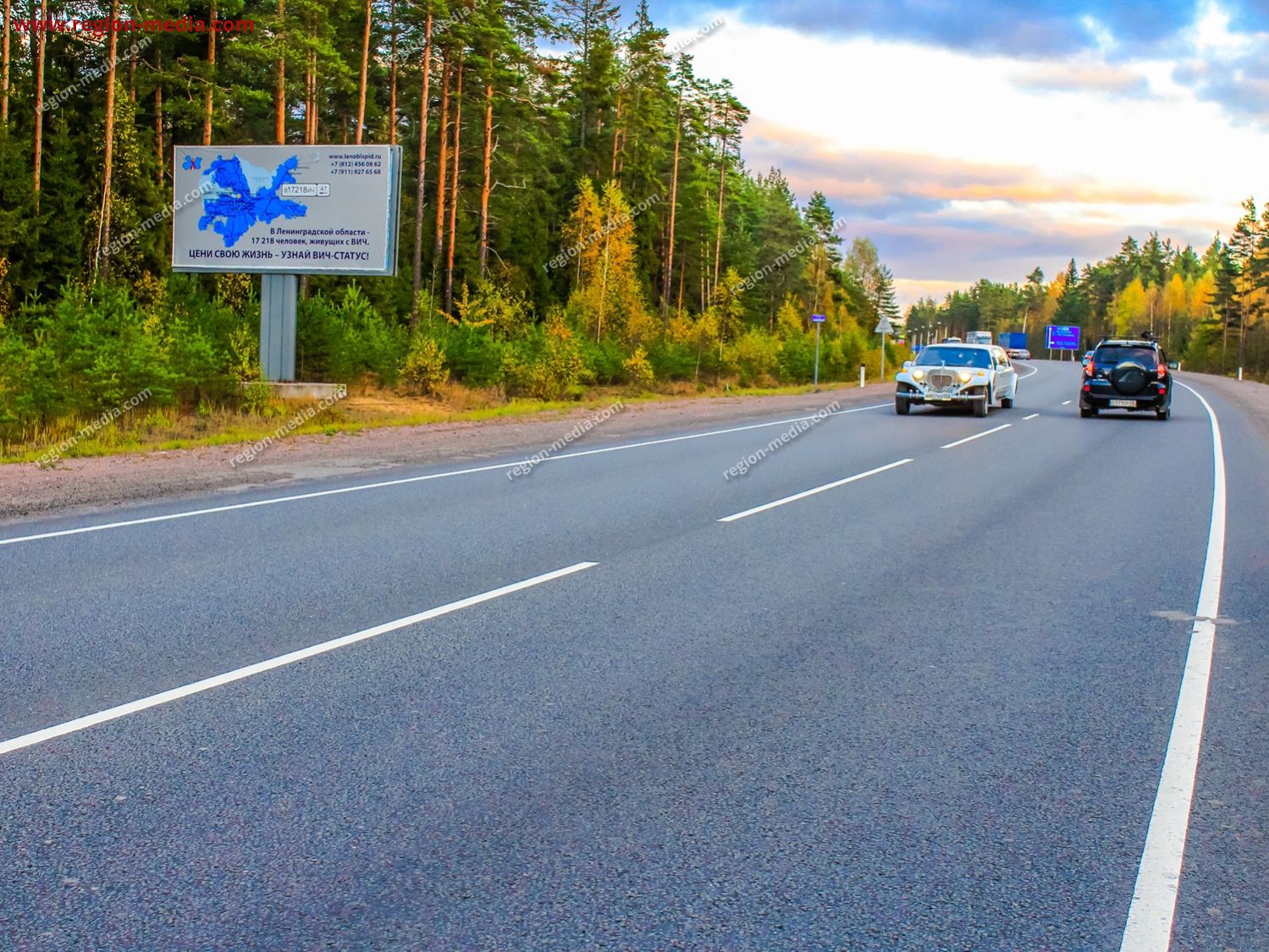 Щит 3х6 в г. Санкт-Петербург | 134 км 010м , Трасса СКАНДИНАВИЯ, перед  поворотом на Выборг, после поста ГИБДД Б | ООО 