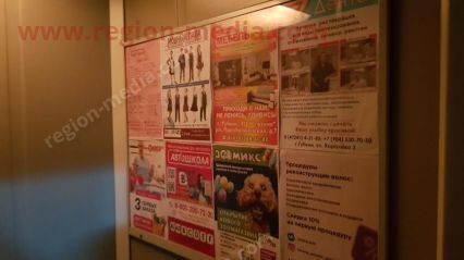 Размещение рекламы в лифтах сети аптек "Зоомикс" г. Губкин
