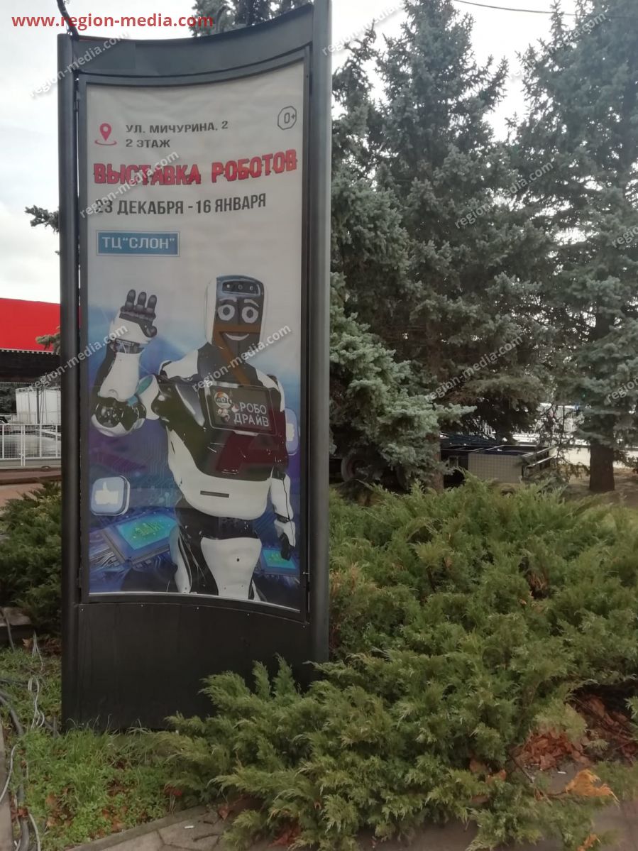 Размещение рекламы компании "Выставка роботов" на пилларах в г.  Армавир