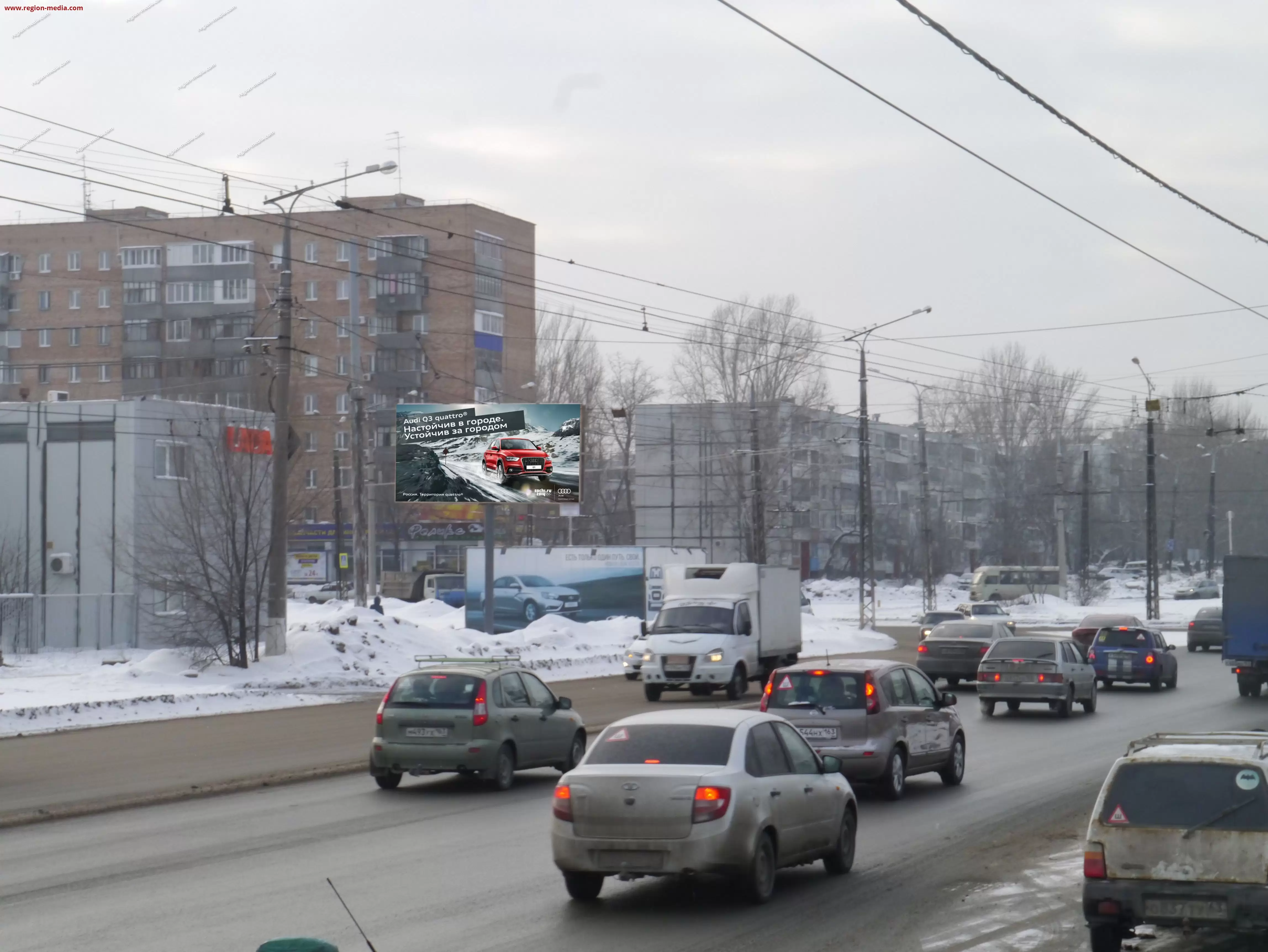 Щит 3х6 в г. Тольятти | ул. Громовой, перед кольцом с ул. Ярославской,  справа в направлении ул. Матросова, в районе опоры № 63 Б | ООО 